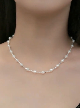 夏季爆款满天星碎银子珍珠项链女