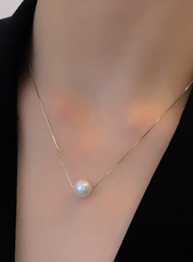 夏季新款单颗珍珠项链女锁骨链