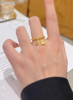 网红新款马上有钱戒指女