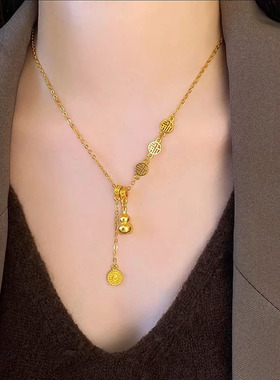 高级感新中式福字葫芦流苏项链女