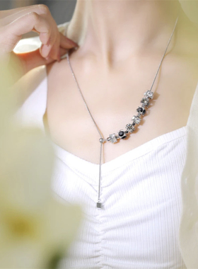 夏季爆款可调节锆石流苏项链女