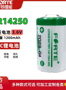 FORTE孚特ER14250 1/2AA 3.6V 锂电池无线测温探头台达PLC编程器