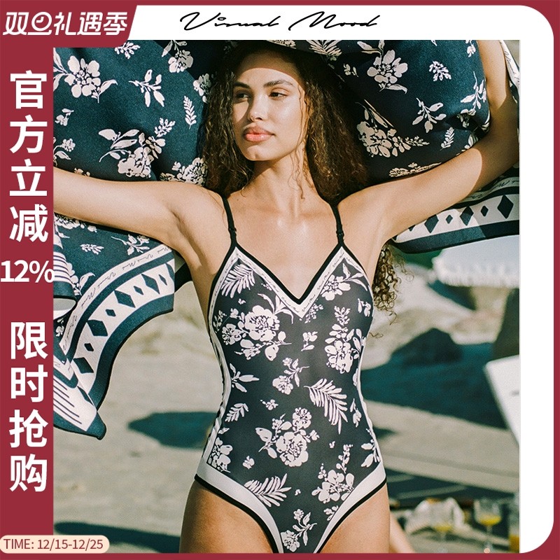 VisualMood法式双面连体泳衣女