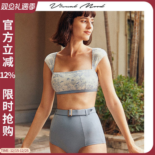 visualmood静谧蓝印花比基尼女