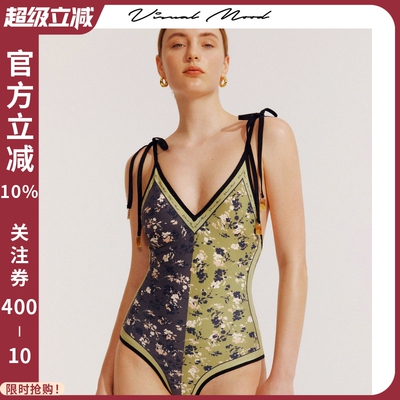 VisualMood复古法式连体泳衣女