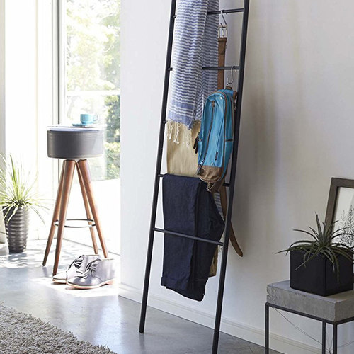 北欧ins衣服架子房间衣架落地立式挂衣架卧室靠墙铁艺梯子衣帽架