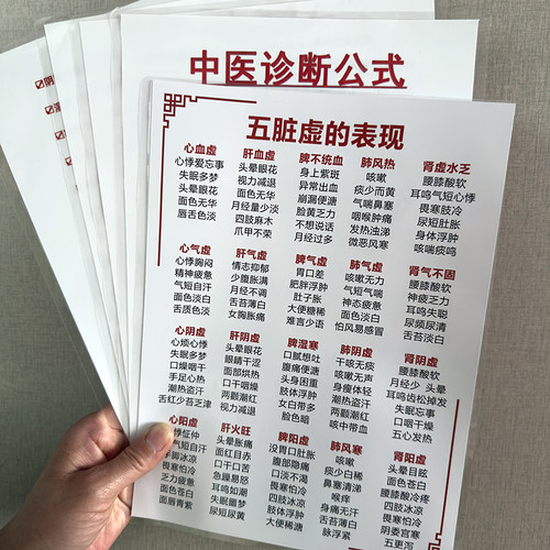 五脏病症自查表+中医诊断公式A4