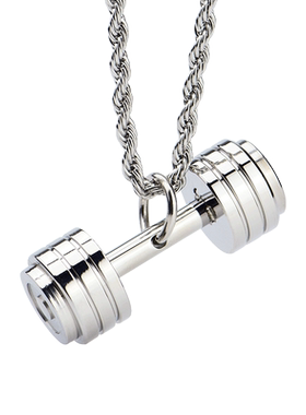 男士哑铃项链吊坠钛钢