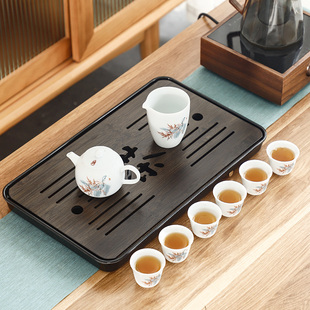 长方形竹制茶盘日式 简约大小号木托盘家用茶具茶盘竹盘储水沥水盘