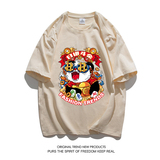 2023年新款夏季印花短袖T恤男潮宽松半袖潮ins情侣装2T2204P20，男装T恤，电商A097