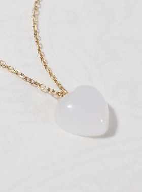 小小时尚18k金爱心吊坠项链高级婚礼锁骨连和田玉桃心形简约百搭