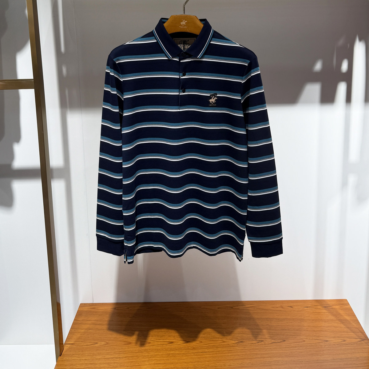 比华利保罗秋冬男士长袖T恤柔软亲肤舒适时尚休闲百搭条纹POLO衫