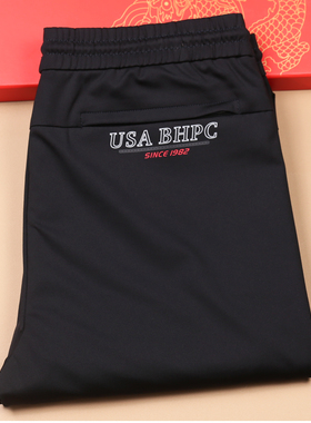 BHPC比华利保罗男装春季【弹力舒适】黑色时尚运动休闲系带休闲裤