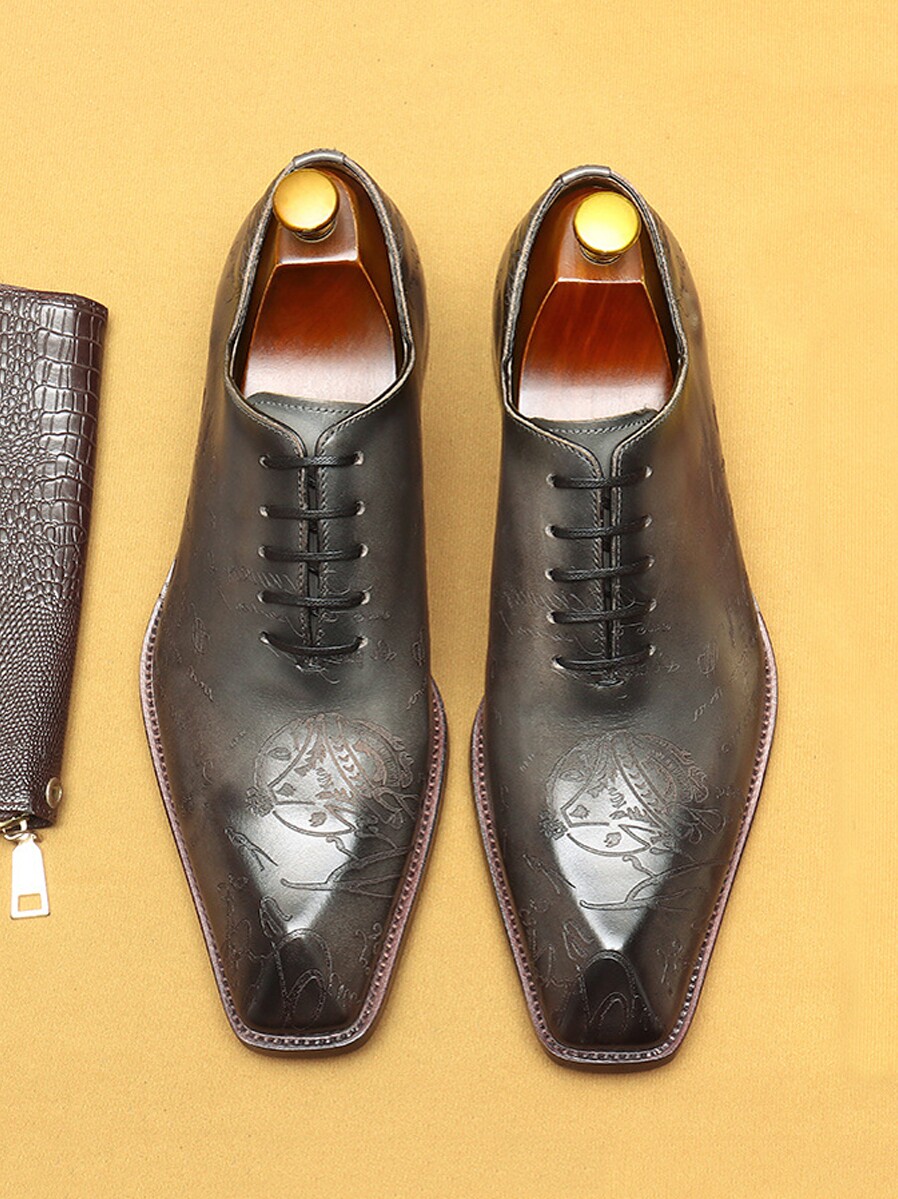 EUROPEAN VERSION OF RETRO LEATHER SHOES MENS GENUINE LEATHER BUSINESS OXFORD SHOES BRITISH STYLE HIGH-END FORMAL WEAR HAND-CARVED MENS SHOES TREND