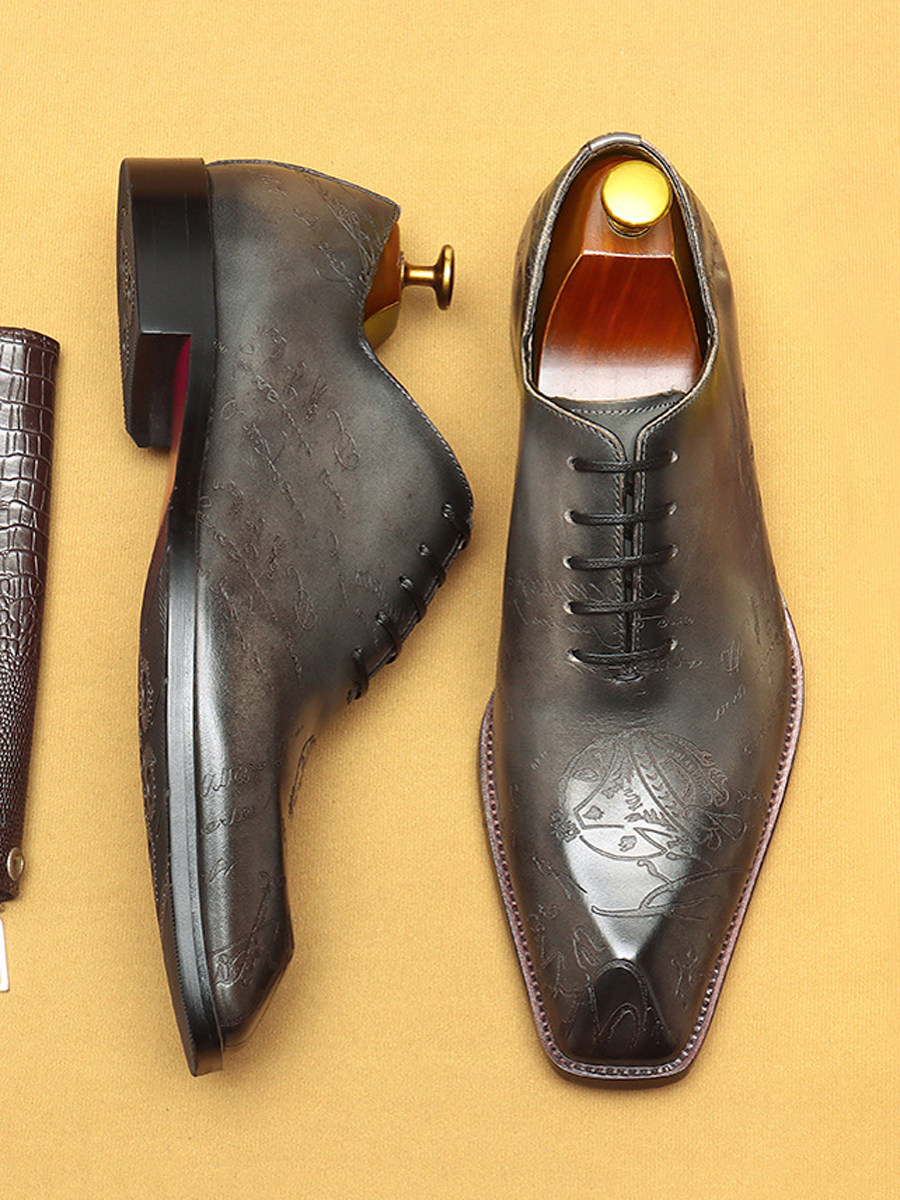 EUROPEAN VERSION OF RETRO LEATHER SHOES MENS GENUINE LEATHER BUSINESS OXFORD SHOES BRITISH STYLE HIGH-END FORMAL WEAR HAND-CARVED MENS SHOES TREND