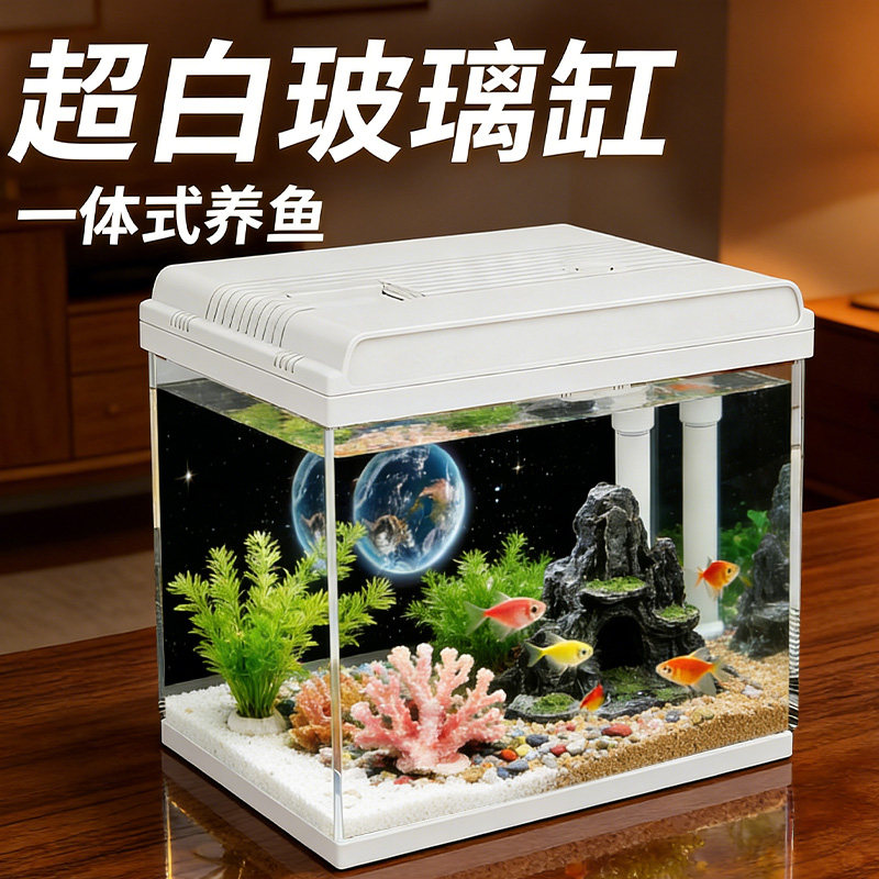 森森佳璐超白桌面鱼缸生态鱼缸客厅小型家用金鱼缸免安装可增氧