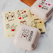 NET Red Love Bento Box Sticker Hộp bánh Snow Mei Niang Đóng gói Hộp cơm trưa Hộp Bột giấy dùng một lần - Hộp cơm điện sưởi ấm