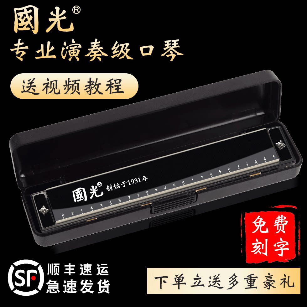 上海国光口琴24孔c调成人初学者 复音学生用单音练习儿童自学入门