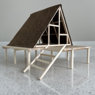 手工木屋河姆渡人干栏式房屋建筑木棒摆件diy模型材料酒精胶制作