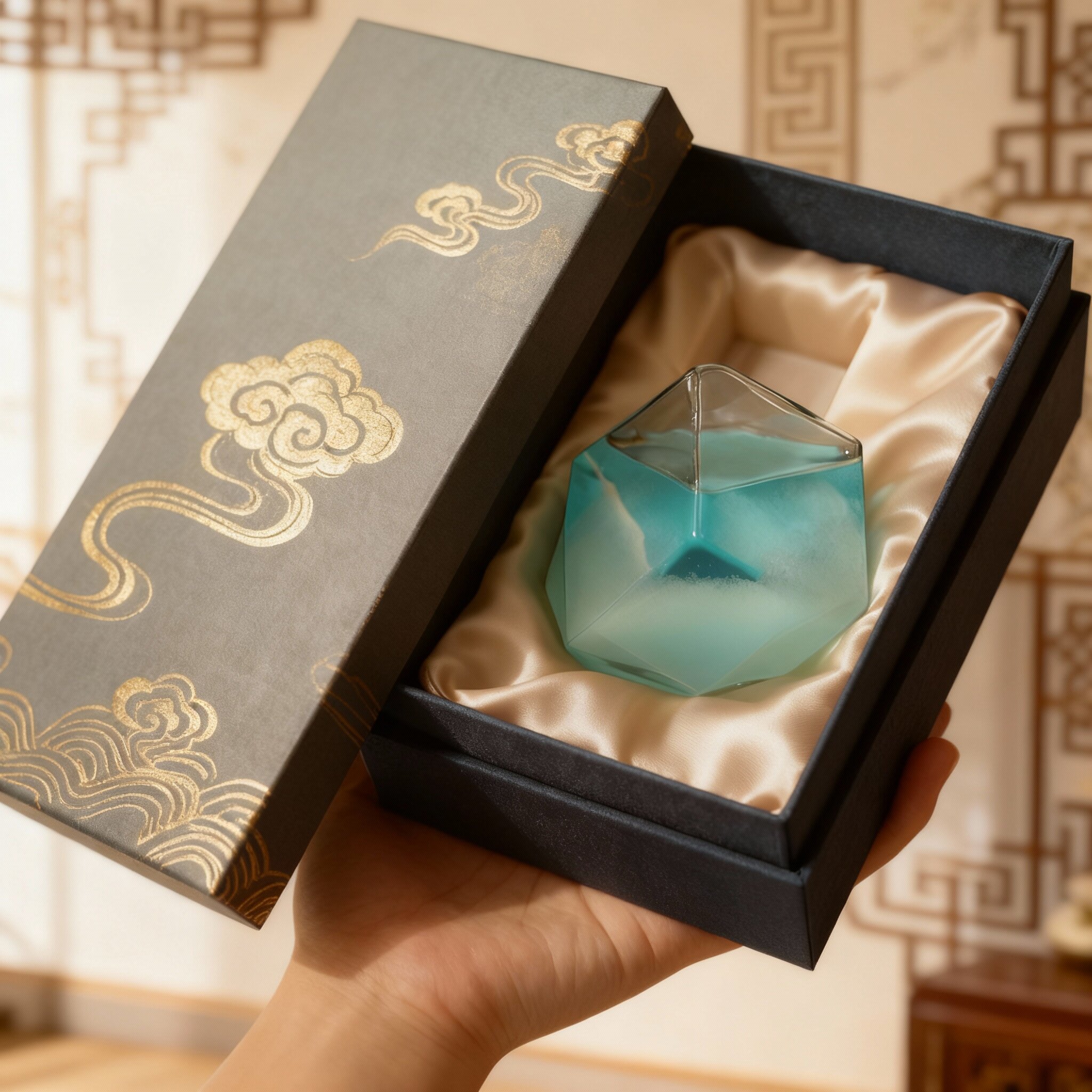 新中式玻璃几何商务桌面摆件礼盒