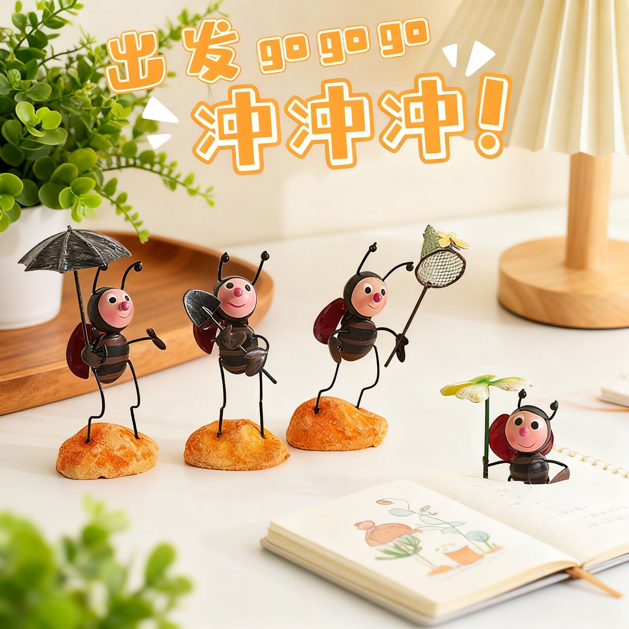 原创设计可爱蚂蚁桌面摆件铁艺手工免安装办公装饰品礼盒装,家居饰品,桌面摆件,淘宝优惠券,粉丝福利购,淘宝优惠卷
