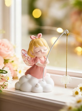 卡通天使树脂发光桌面摆件礼物