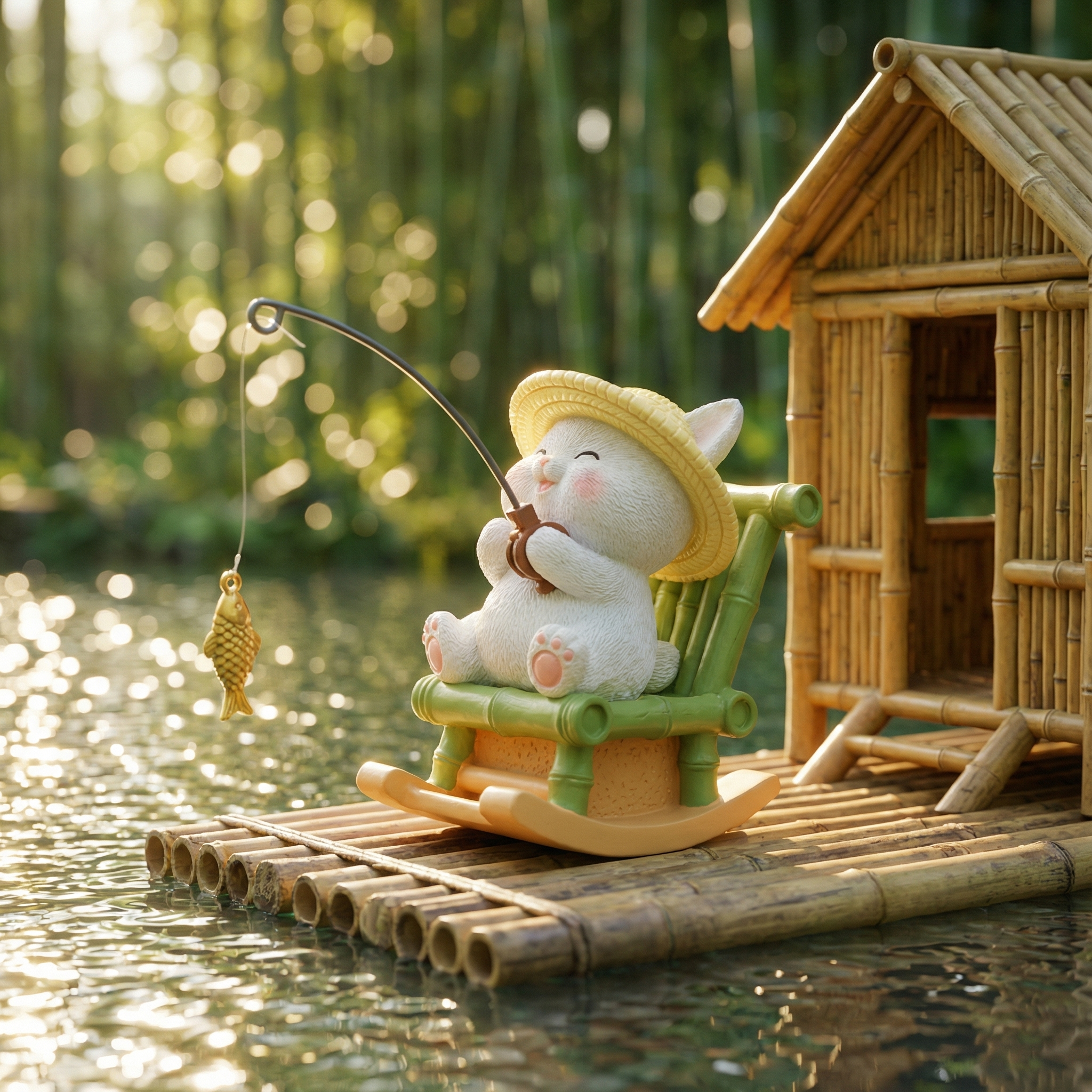 可爱钓鱼小猫3D模型摆件桌面装饰儿童房卡通手办,家居饰品,3D模型摆件,淘宝优惠券,粉丝福利购,淘宝优惠卷