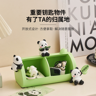 乔迁新居礼物 新中式熊猫收纳盒 知足常乐树脂治愈系桌面摆件