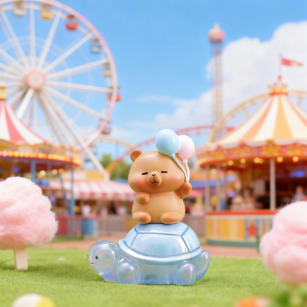 卡通小熊乌龟树脂治愈解压摆件