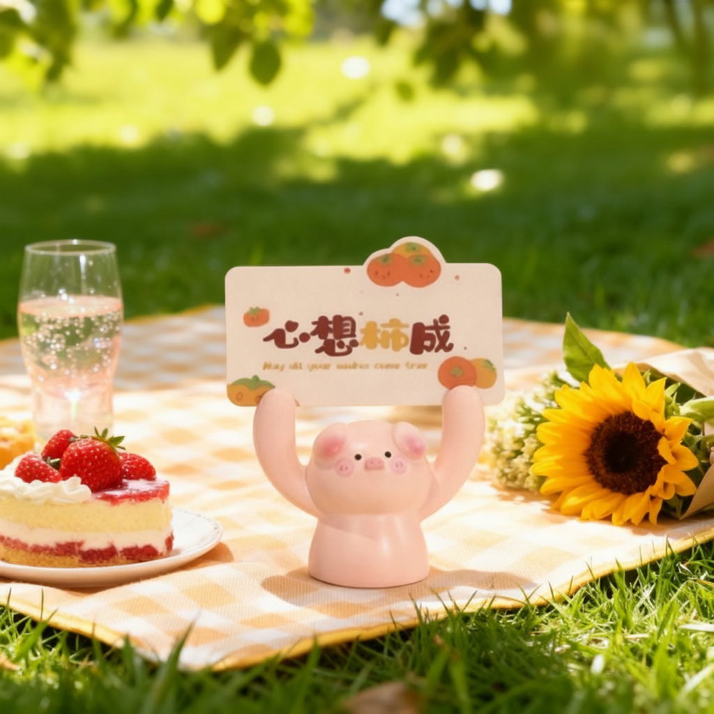 卡通小猪树脂桌面摆件工位装饰