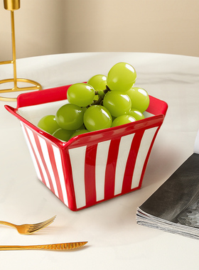 2025新款陶瓷水果收纳盘客厅茶几家用零食盘高档前台摆放现代简约