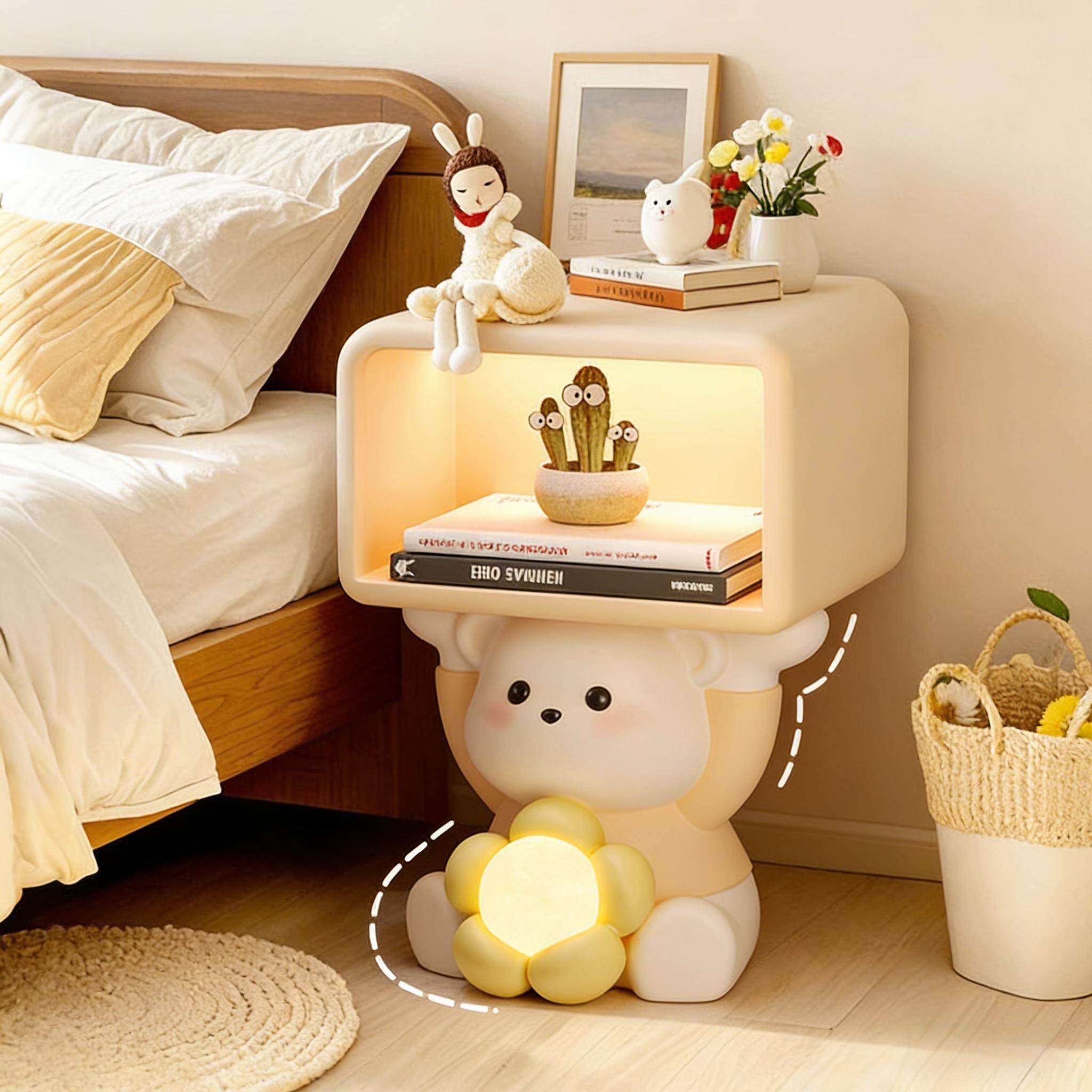 奶油风儿童房间床头柜一体卧室落地灯摆件可爱装饰布置物架替代品,家居饰品,落地摆件,淘宝优惠券,粉丝福利购,淘宝优惠卷