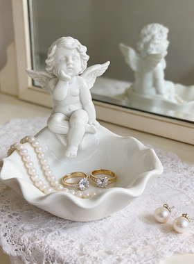 法式天使白瓷手工桌面收纳摆件