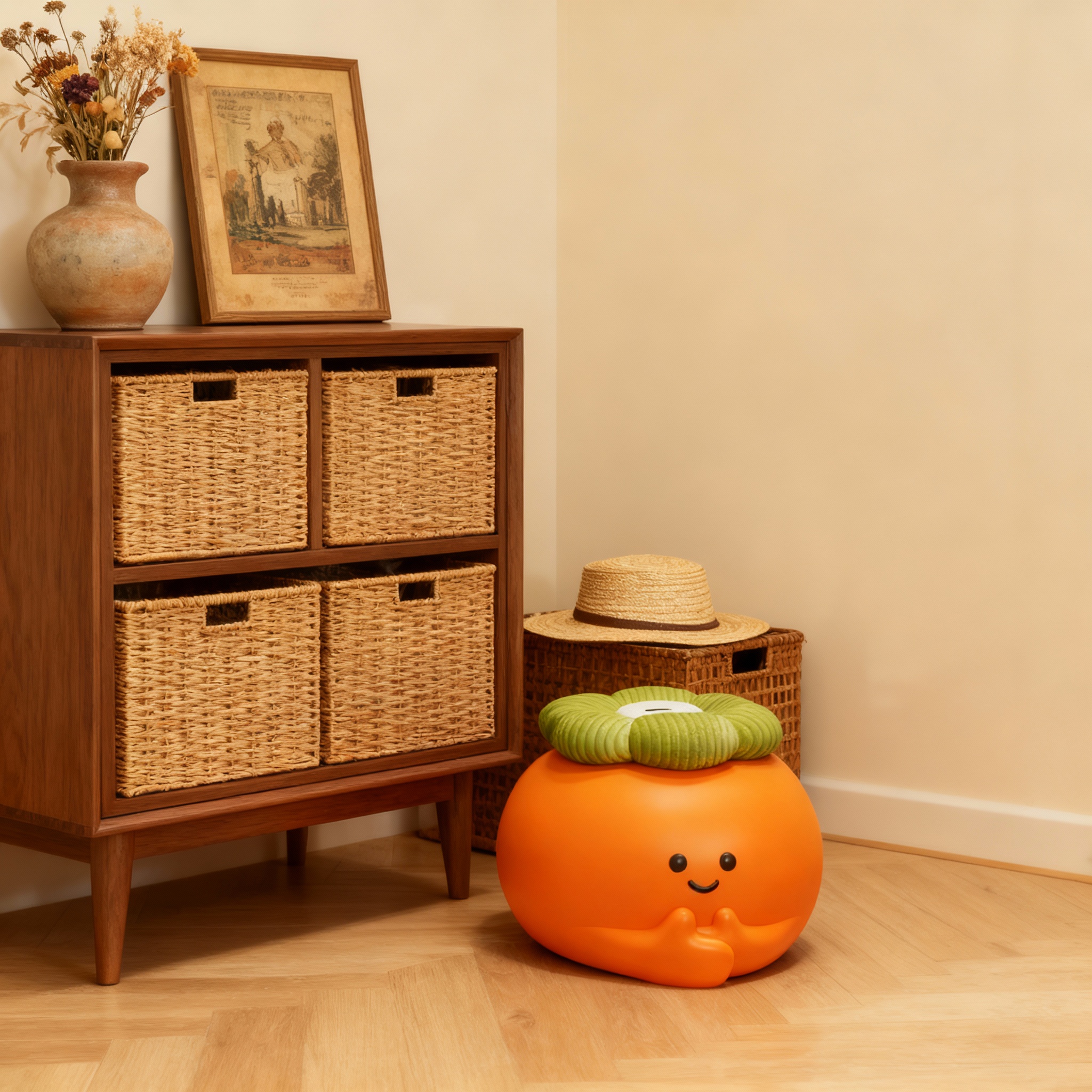 新中式柿子造型树脂落地摆件