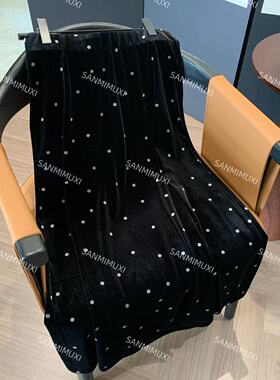 SANMI/叁米   松紧腰头波点丝绒半身裙 J1331