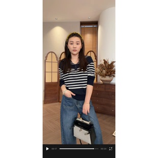 SANMI 海军领 撞色条纹针织衫 S2010 叁米