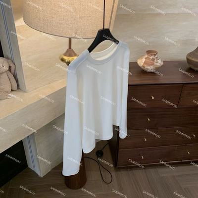 SANMI/叁米  厚版再生纤维弯刀正肩长袖 T   J3822