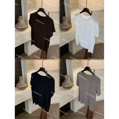 SANMI/叁米   chao爽感通勤百搭老钱天丝羊毛圆领正肩短袖  J1596