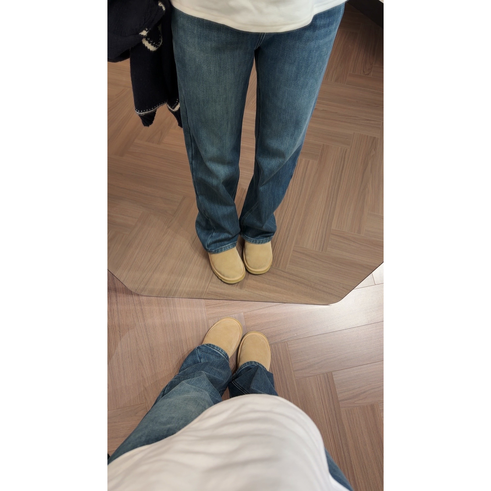 SANMI/叁米   【高腰窄窄裤】加绒加厚直筒牛仔长裤  W771