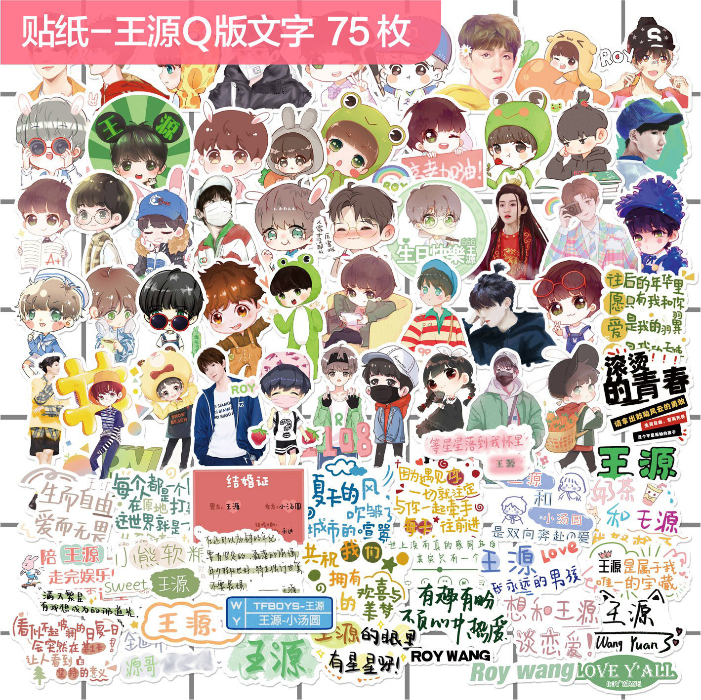 王源手账贴纸-tfboys小源q版明星贴纸diy自制手机行李箱方