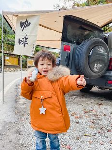 冬新男女儿童装 加绒加厚羽绒服宝宝外出服大毛领杜邦三防免洗外套