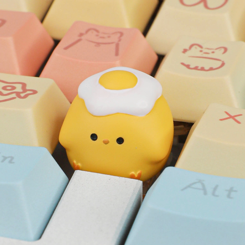 敲敲莓荷包蛋小鸡个性键帽卡通可爱机械键盘帽客制化单个ESC礼女