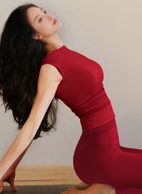 绝美瑜伽服上衣背心安可拉红秋冬圣诞红色绝美普拉提运动健身衣