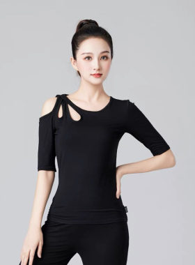 拉丁舞上衣女夏季国标舞服装莫代尔舞蹈服练功服华尔兹摩登舞上装