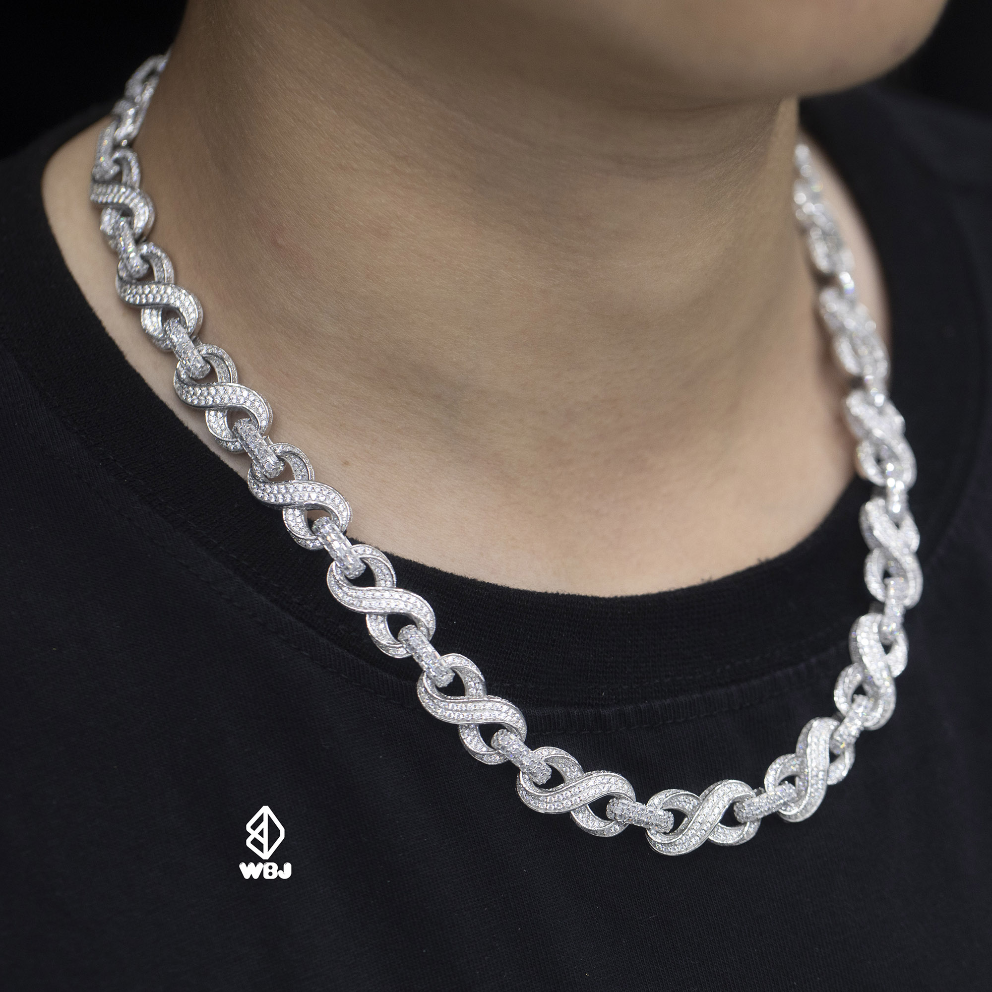 立体古巴银镀金镶嵌项链全国包邮