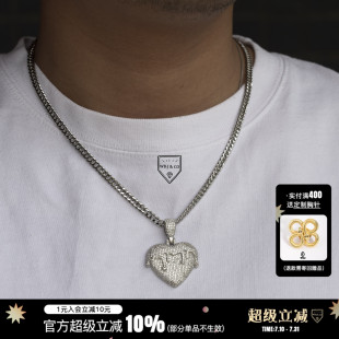 WBJ定制珠宝 首饰 满镶爱心 满镶嵌水滴心925银镀金吊坠