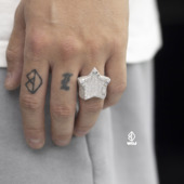 WBJ定制珠宝霓虹五角星戒指T方五角星925银镀金 star ring