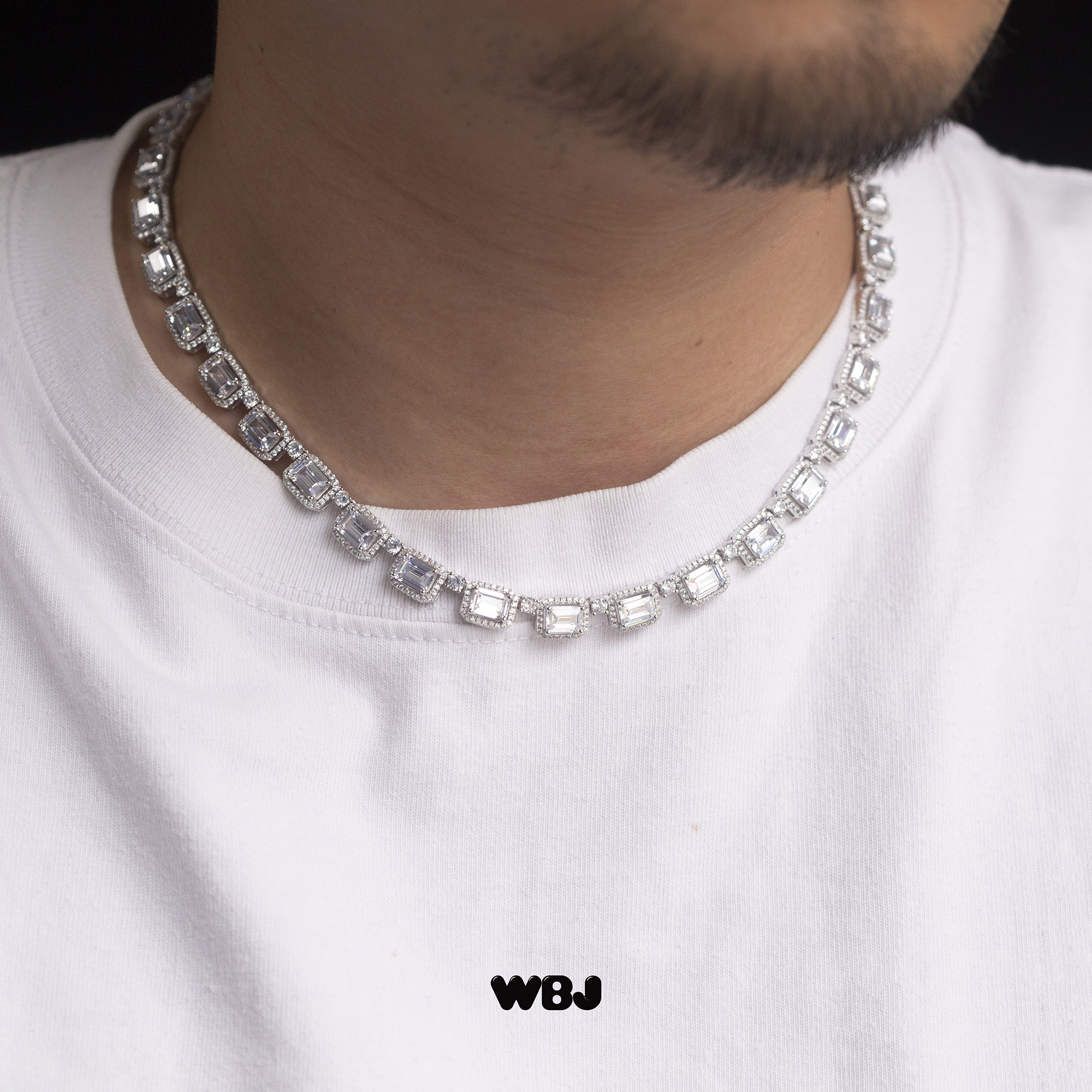 wbj珠宝镶嵌项链方形冰糖8mm宽度
