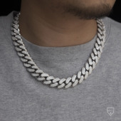 cubalink 满镶嵌925银镀金 WBJ定制珠宝 17mm迈阿密古巴项链