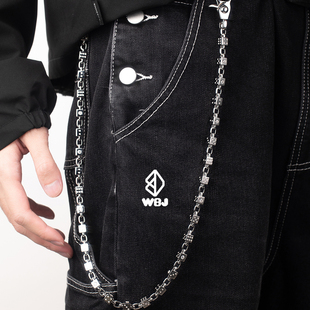 WBJ定制珠宝 8mm骰子街头裤链 S925银镀金 嘻哈复古潮流裤链男